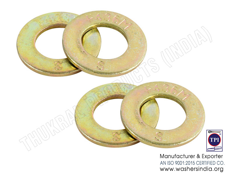 ASTM F436 Flat Washers Yellow Finish Manufacturers Exporters Suppliers in India Ludhiana